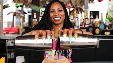 Bartender double pour at Margaritaville