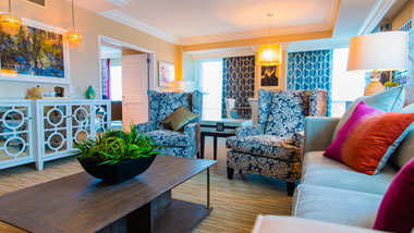 Margaritaville Resort Casino Luxury hotel suite living area