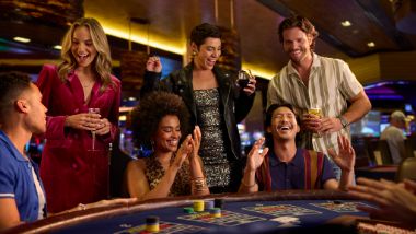 group playing table games