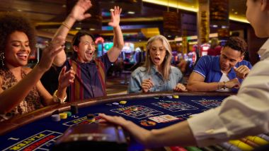 Players playing a table game 