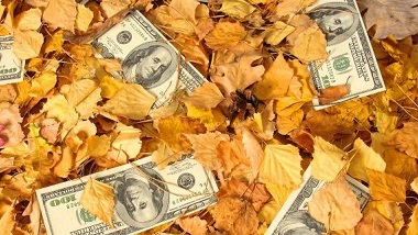 leaves with money