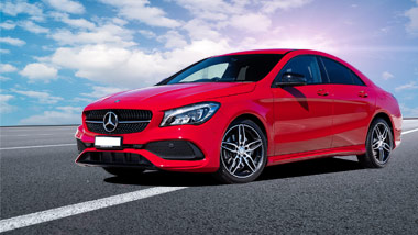 Red Mercedes Car on the Road