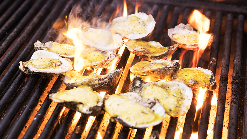 Oysters on Fire at Drago's Seafood